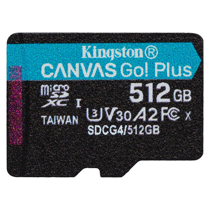 CARD Kingston 512GB microXC Canvas Go Plus Gen4 200MB/s A2 U3 V30 Card + Adapter