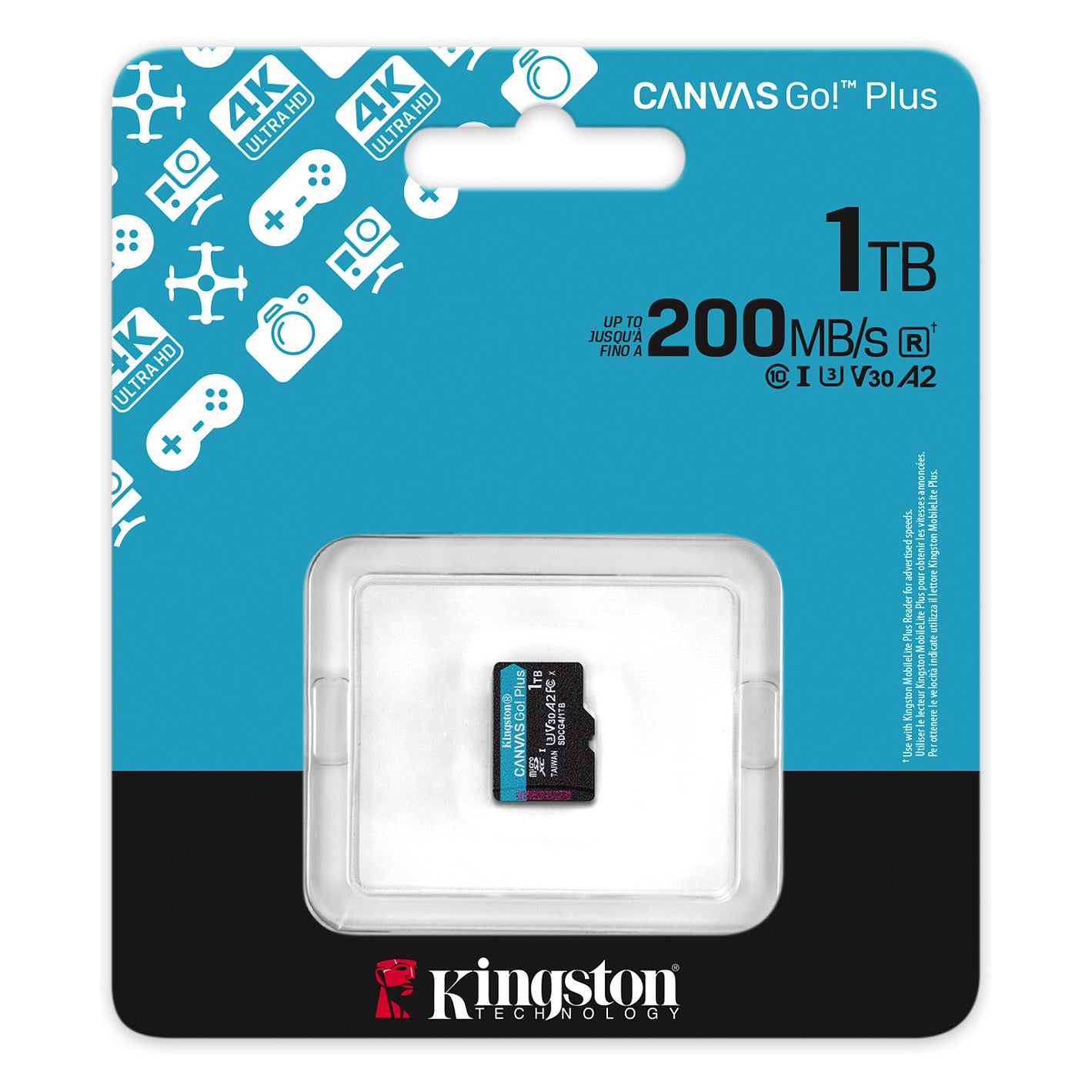 CARD Kingston 1TB microXC Canvas Go Plus Gen4 200R A2 U3 Single Pack w/o ADP
