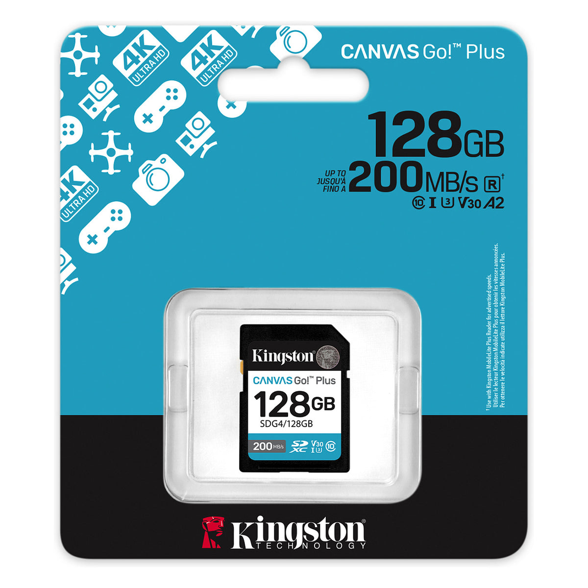 CARD Kingston 128GB XC Canvas Go Plus Gen4 200MB/s C10 UHS-I U3 V30