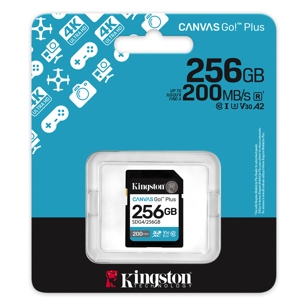 CARD KINGSTON 256GB XC Canvas Go Plus Gen4 200MB/s C10 UHS-I U3 V30