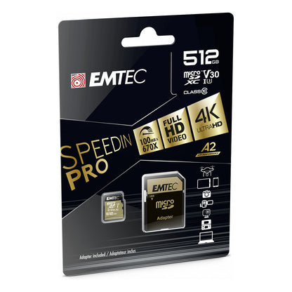 CARD Emtec m512GB UHS-I U3 V30 A2 SpeedIN Pro + Adapter