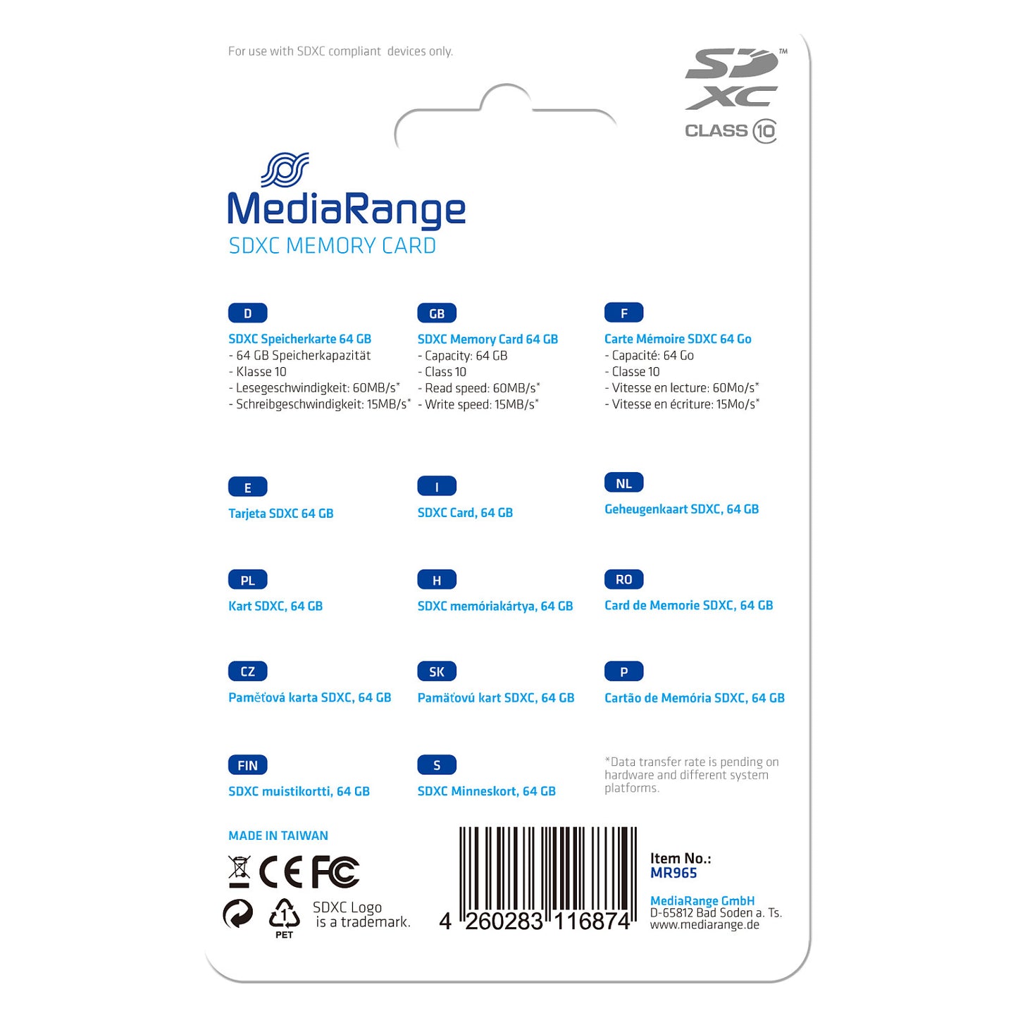 CARD SD- 64GB sdxc Klasse 10. 64GB