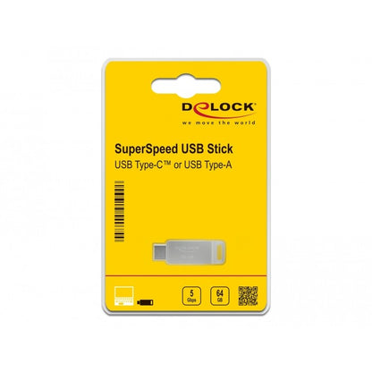 STICK DELOCK USB 3.2 Gen 1 USB-C + Typ-A Speicherstick 64GB - Metallgehuse