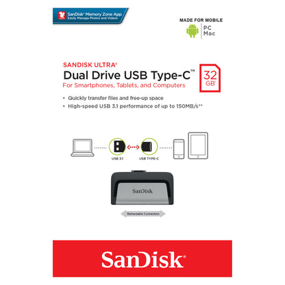 STICK Sandisk USB 3.1 OTG Stick 32GB Ultra Dual Drive 150MB/s Retail Blister