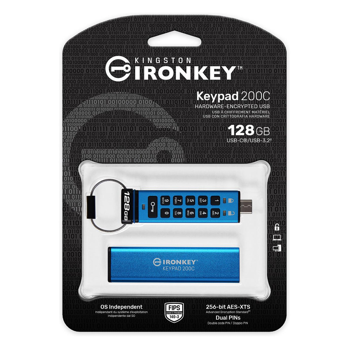 STICK 128GB Kingston IronKey Keypad 200C AES-256 USB-C retail