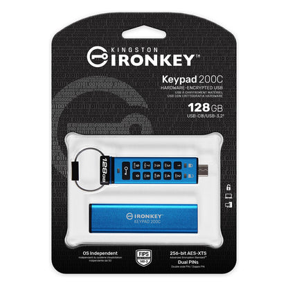 STICK 128GB Kingston IronKey Keypad 200C AES-256 USB-C retail