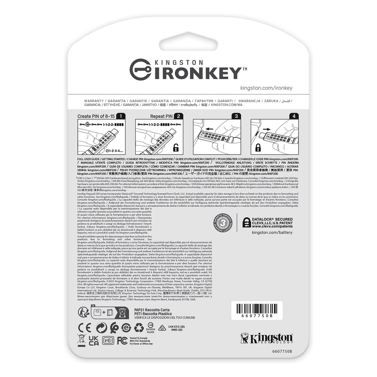 STICK 128GB Kingston IronKey Keypad 200C AES-256 USB-C retail