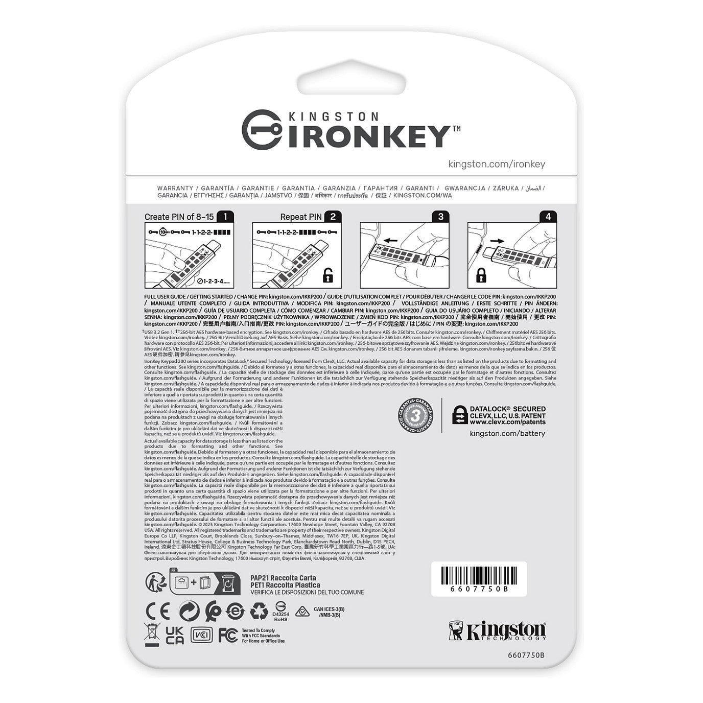 STICK 512GB Kingston IronKey Keypad 200C AES-256 USB-C retail