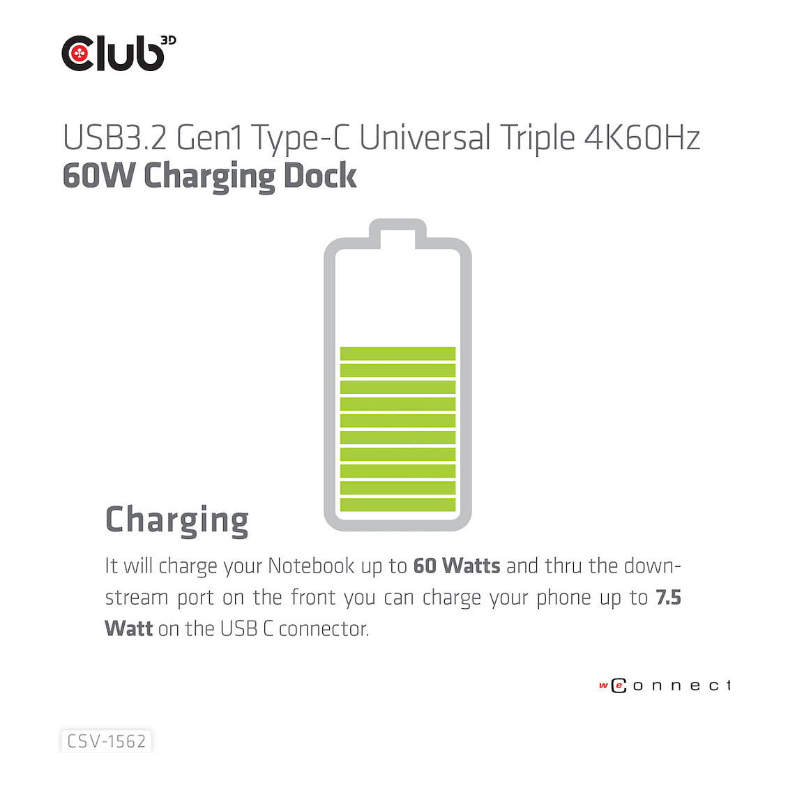 Club3D 4K ChargingDock USB-C ->6xUSB3/2xDP/HDMI/LAN/Audio