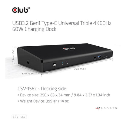 Club3D 4K ChargingDock USB-C ->6xUSB3/2xDP/HDMI/LAN/Audio