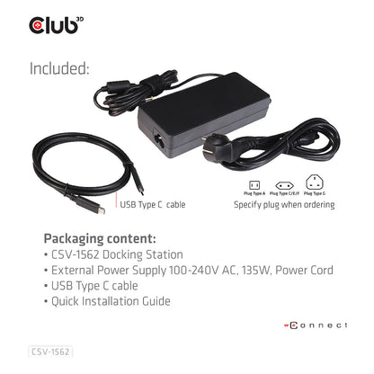 Club3D 4K ChargingDock USB-C ->6xUSB3/2xDP/HDMI/LAN/Audio