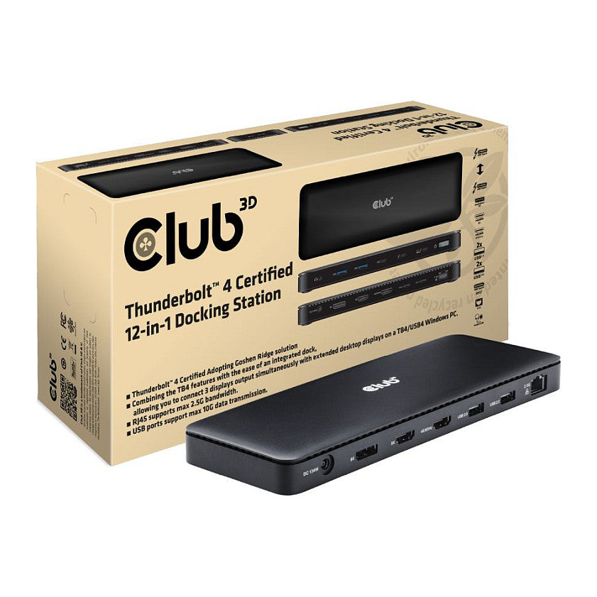 Club3D Thunderbolt4 12-in-1 Dockingstation 3 Displays St/Bu