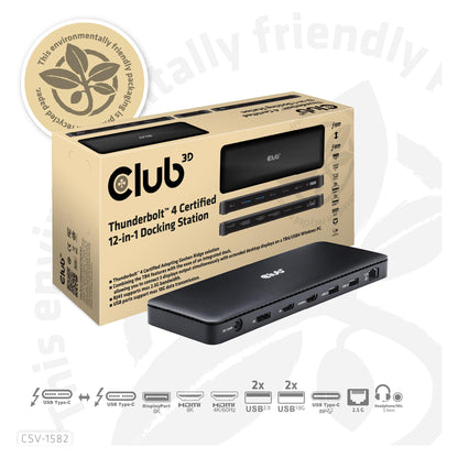 Club3D Thunderbolt4 12-in-1 Dockingstation 3 Displays St/Bu