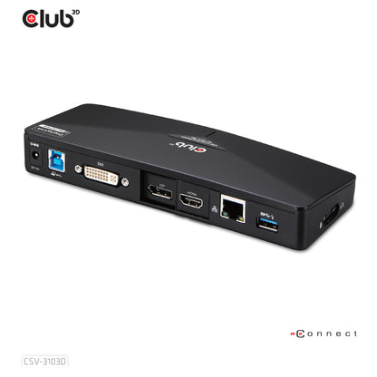Club3D 4K Dockingstation USB3 ->3xUSB3/HDMI/DP/DVI/ black