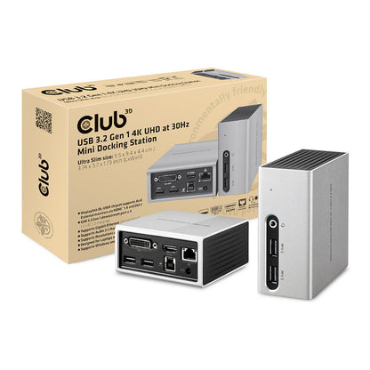 Club3D 4K Mini-Dockingst USB3 ->4xUSB3/HDMI/DVI/LAN silber