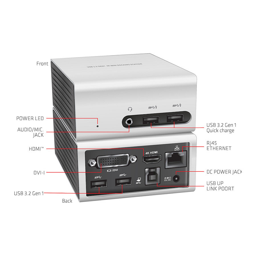 Club3D 4K Mini-Dockingst USB3 ->4xUSB3/HDMI/DVI/LAN silber