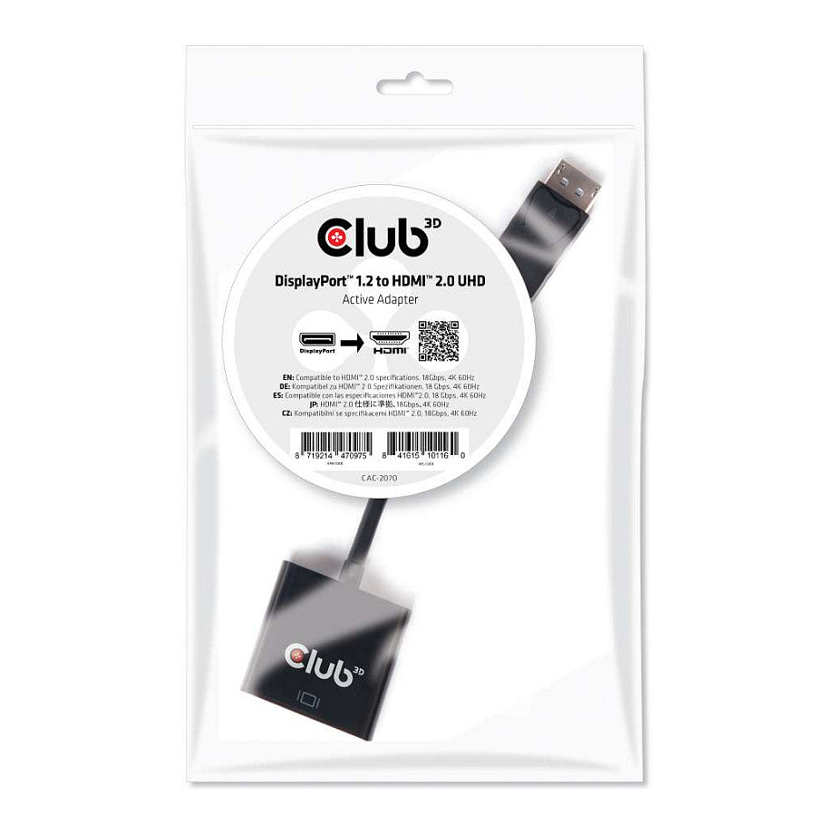 Club3D Adapter DisplayPort > HDMI 2.0 3D 4K60Hz aktiv St/Bu Polybeutel