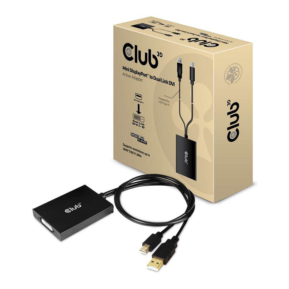 Club3D Adapter MiniDisplayport > DVI-D (Active Dual) St/Bu retail