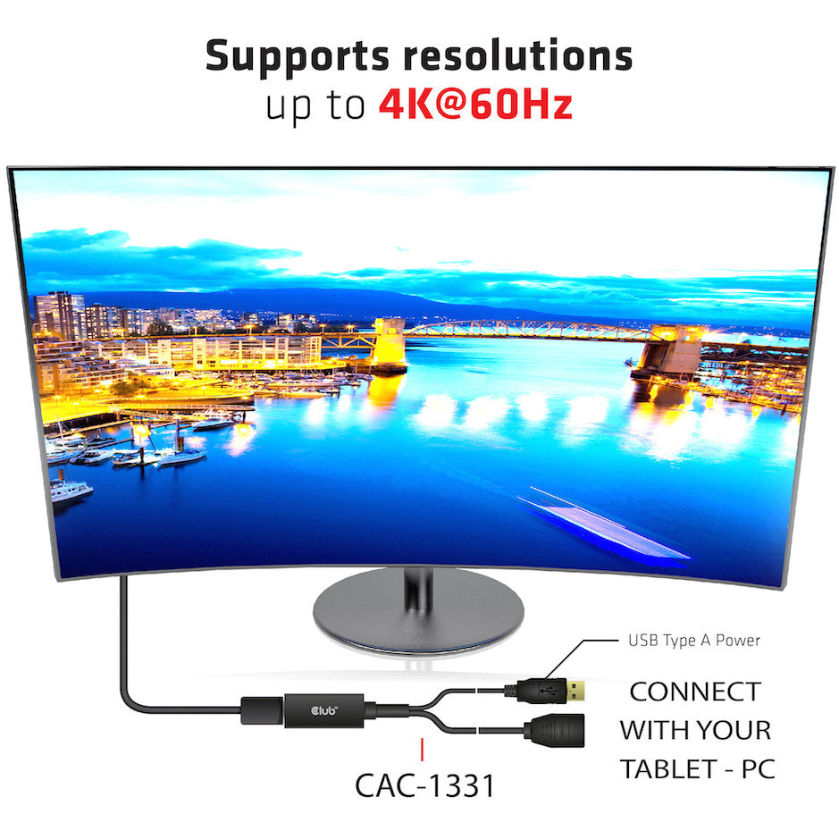 Club3D Adapter HDMI 2.0 > DP 1.2 4K60Hz HDR aktiv St/Bu retail