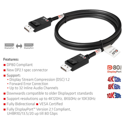 Club3D DP-Kabel 2.1 DP80 zertifiziert 1.2m 10K/8K/4K St/St retail