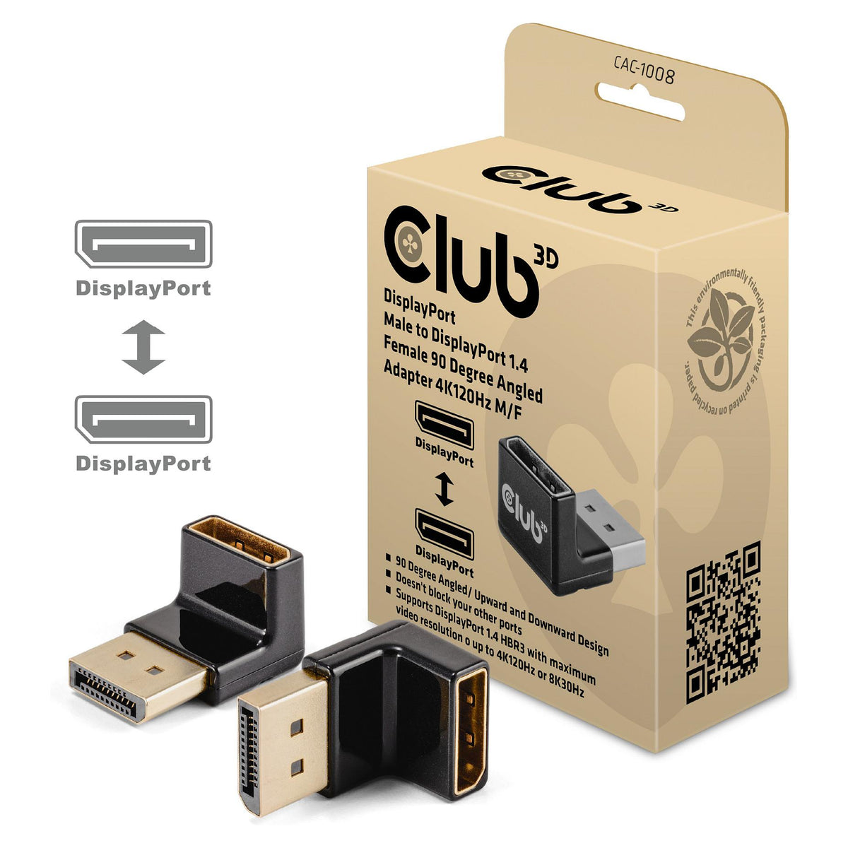 Club3D Adapter DP > DP 1.4 90° abgewinkelt 4K@120Hz St/Bu retail