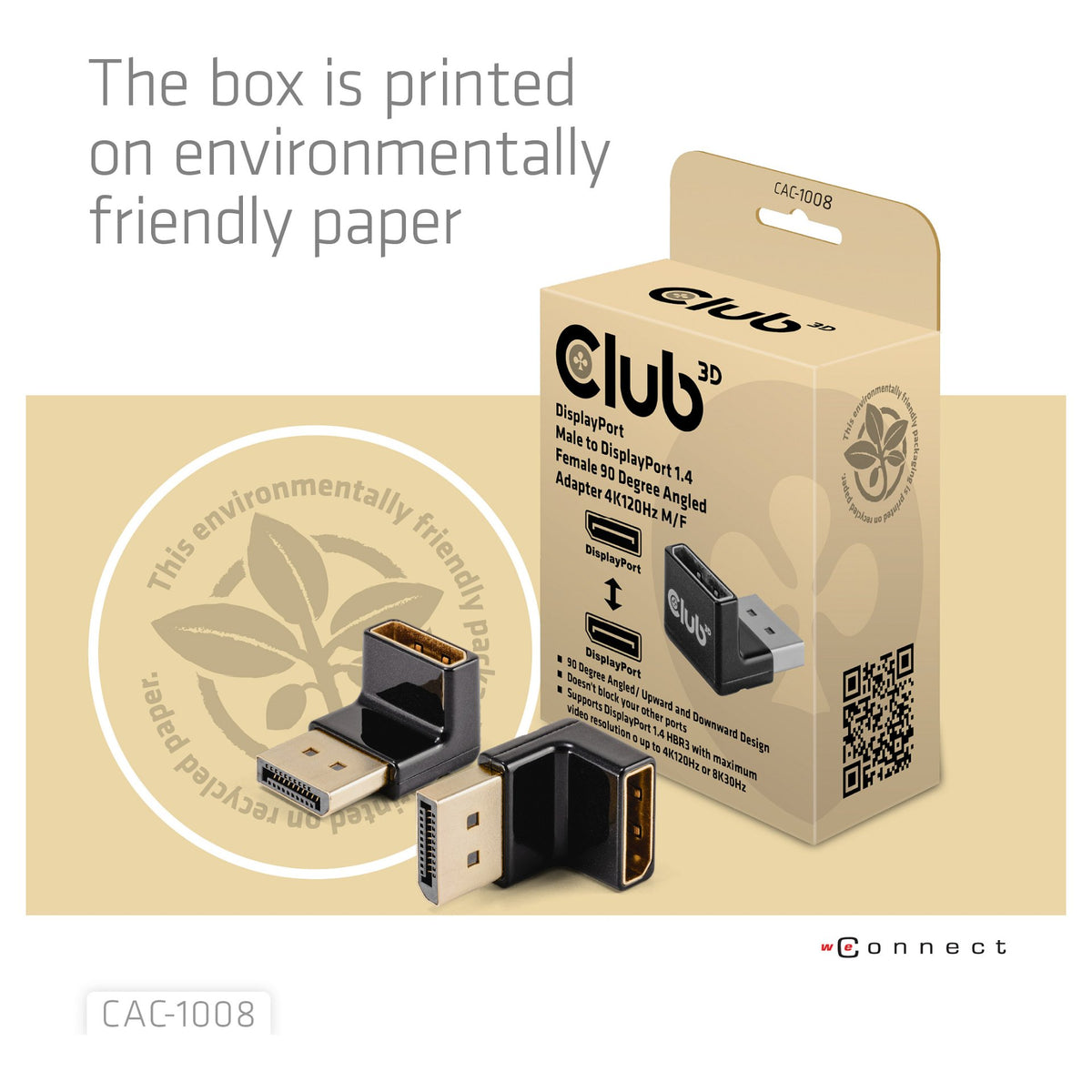 Club3D Adapter DP > DP 1.4 90° abgewinkelt 4K@120Hz St/Bu retail
