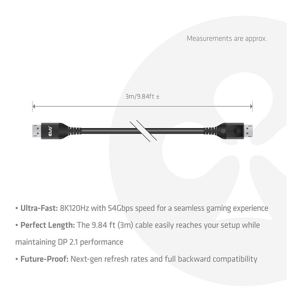 Club3D DP-Kabel 2.1 DP54 zertifiziert 3m 8K120Hz St/St retail