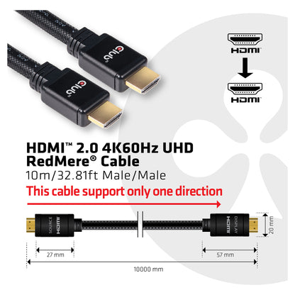 Club3D HDMI-Kabel A -> A 2.0 RedMere 4K60Hz UHD 10 Meter retail