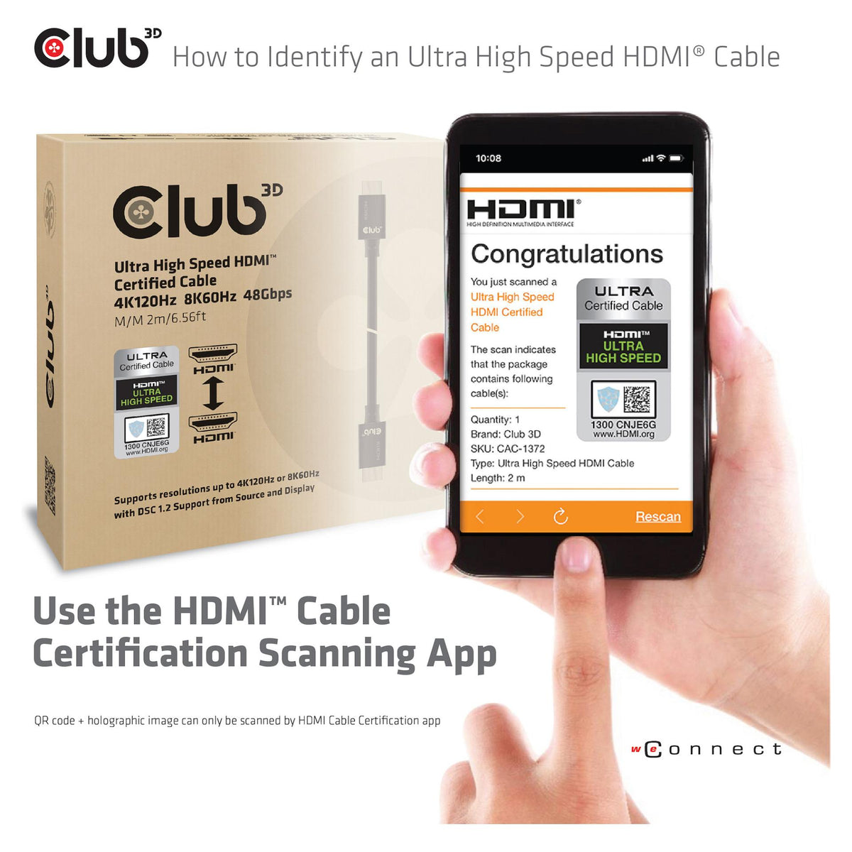 Club3D HDMI-Kabel A -> A 2.1 Ultra High Speed 10K HDR 2m retail
