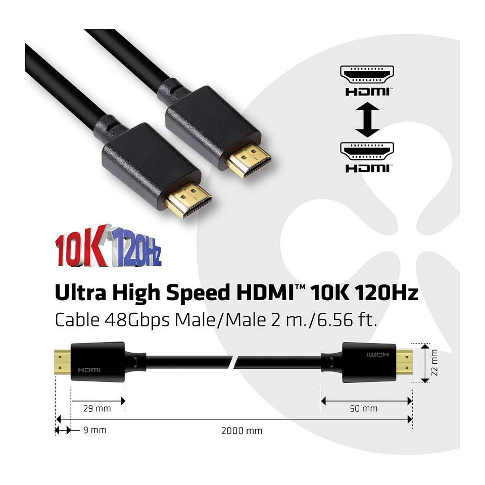 Club3D HDMI-Kabel A -> A 2.1 Ultra High Speed 10K HDR 2m retail