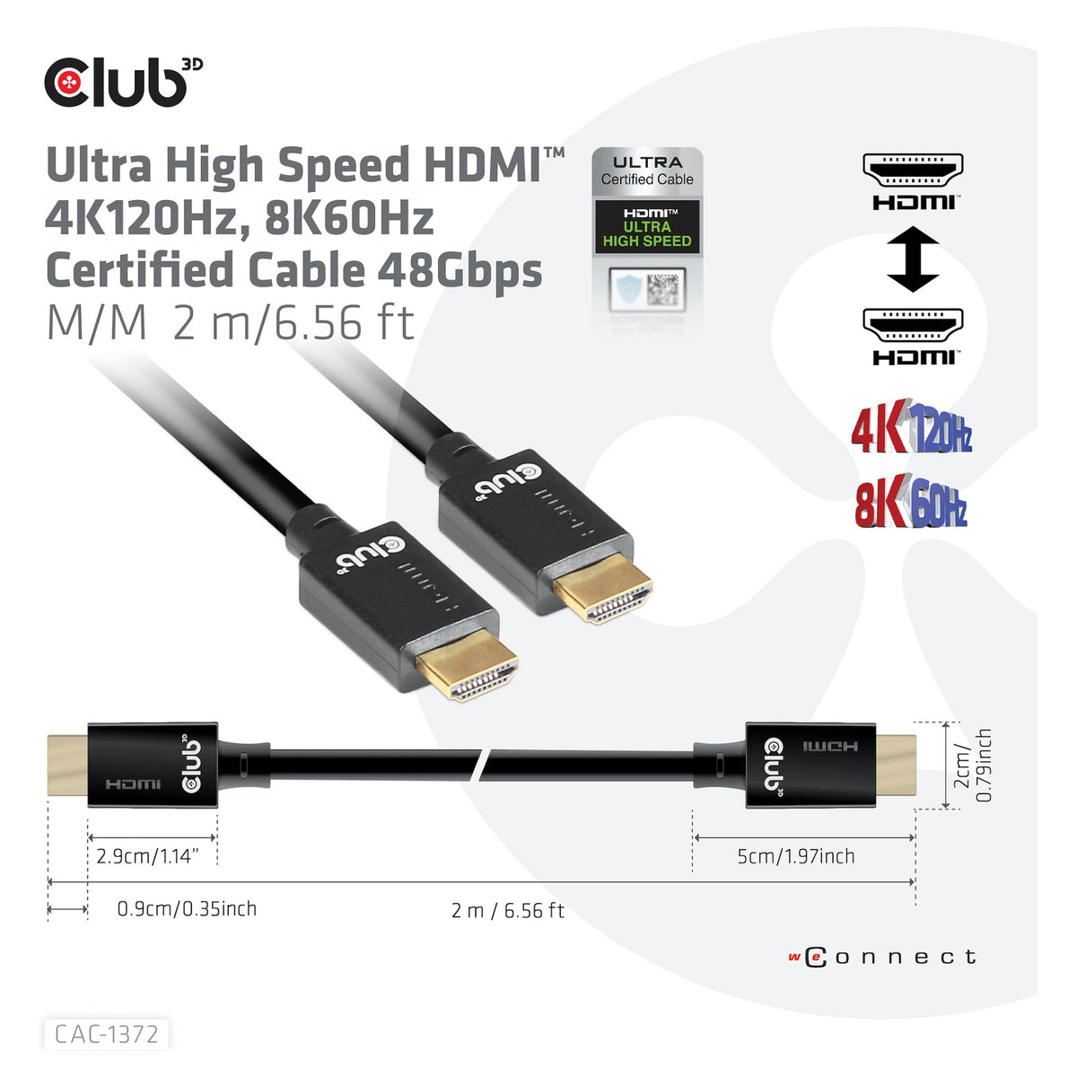 Club3D HDMI-Kabel A -> A 2.1 Ultra High Speed 10K HDR 2m retail