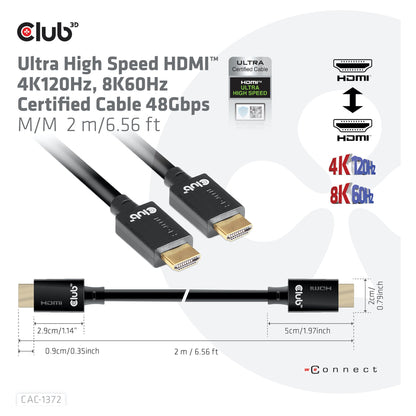 Club3D HDMI-Kabel A -> A 2.1 Ultra High Speed 10K HDR 2m retail