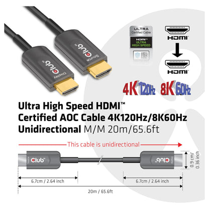 Club3D HDMI-Kabel A -> A 2.1 aktiv opt. 8K60Hz UHD 20 Meter retail