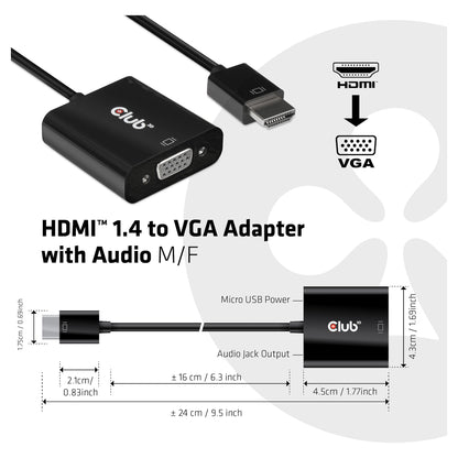 Club3D Adapter HDMI 1.4 > VGA (mit Audio) St/Bu retail