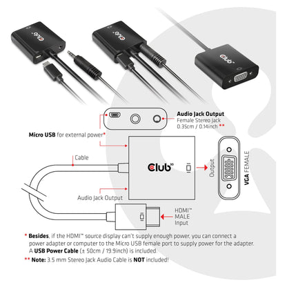 Club3D Adapter HDMI 1.4 > VGA (mit Audio) St/Bu retail