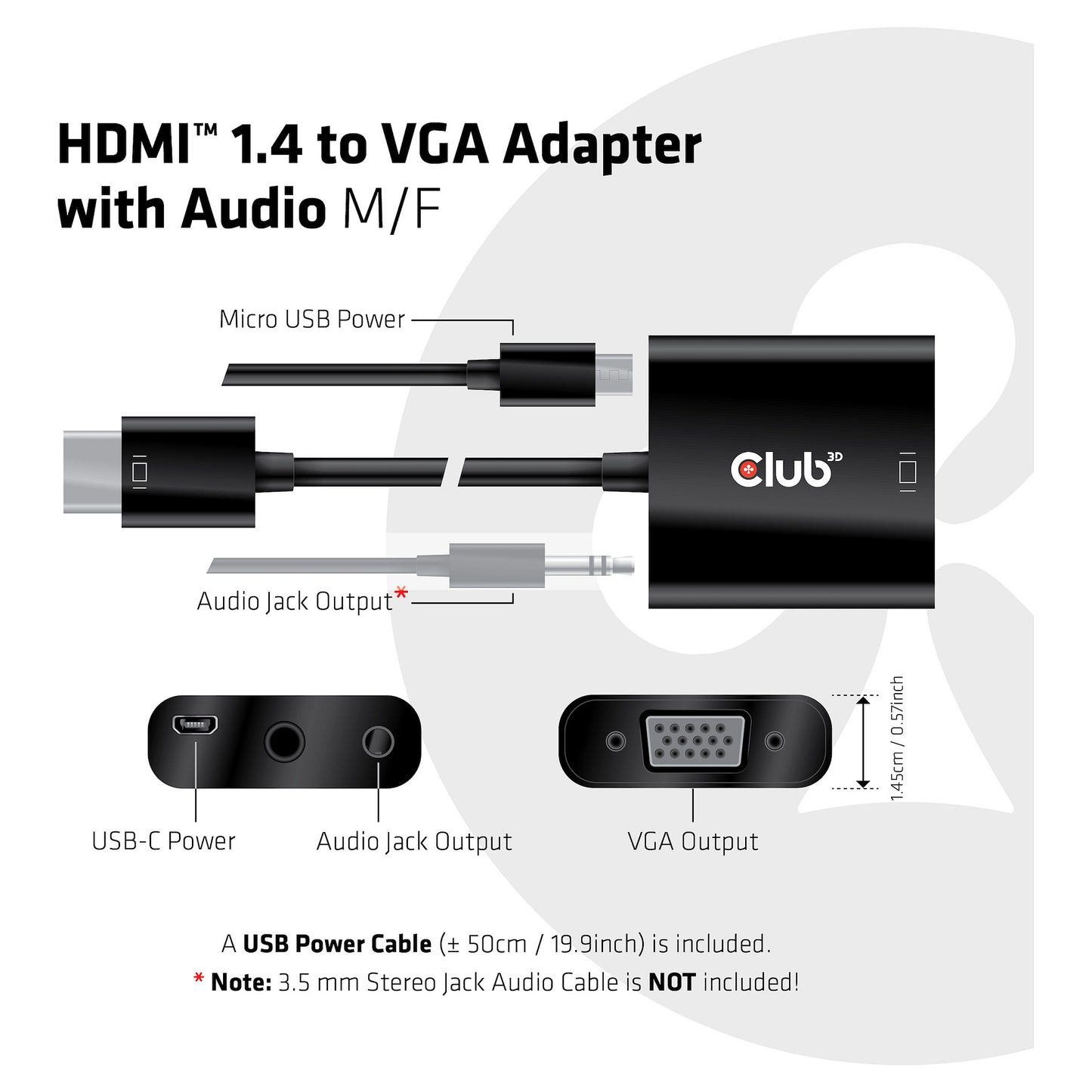 Club3D Adapter HDMI 1.4 > VGA (mit Audio) St/Bu retail
