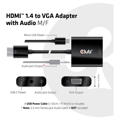 Club3D Adapter HDMI 1.4 > VGA (mit Audio) St/Bu retail