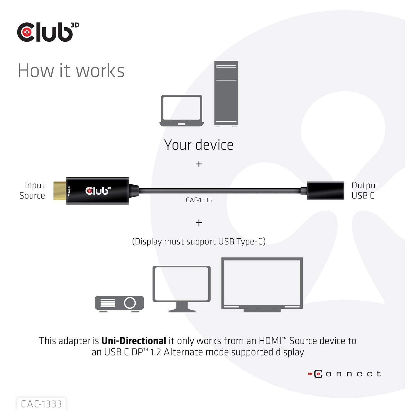 Club3D Adapter HDMI 2.0 > USB-C 4K60Hz aktiv St/Bu