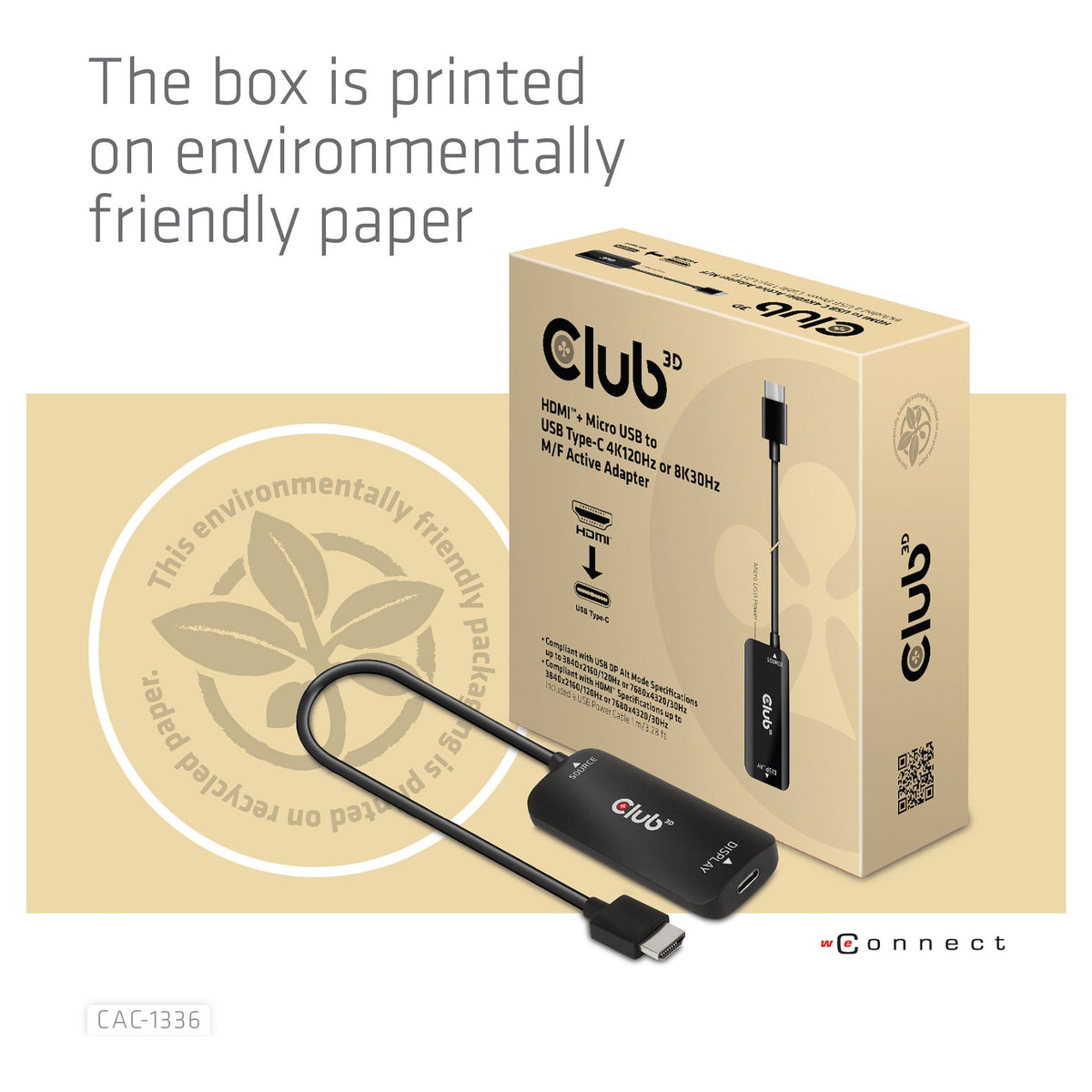 Club3D Adapter HDMI + MicroUSB > USB-C 4K120Hz aktiv St/Bu