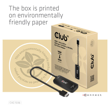 Club3D Adapter HDMI + MicroUSB > USB-C 4K120Hz aktiv St/Bu