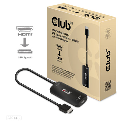 Club3D Adapter HDMI + MicroUSB > USB-C 4K120Hz aktiv St/Bu