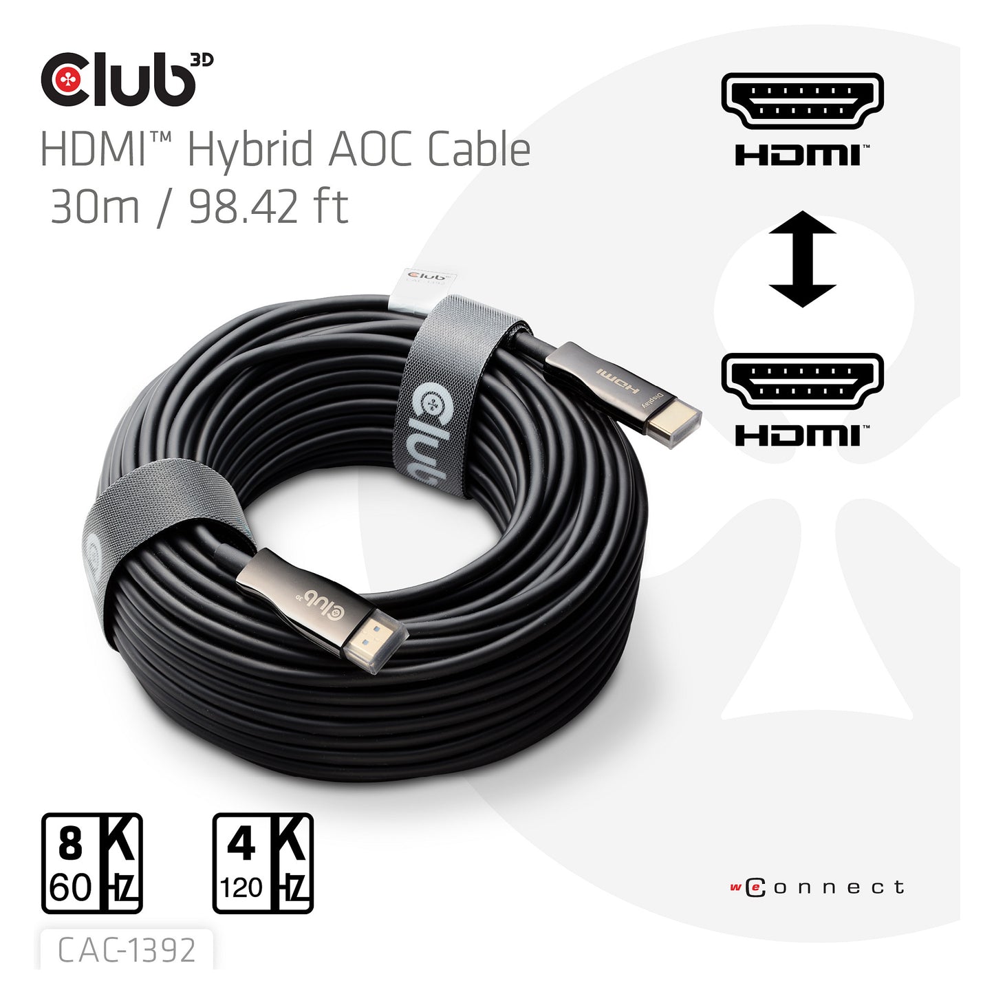 Club3D HDMI-Kabel A -> A 2.1 aktiv opt. 8K60Hz UHD 30 Meter retail