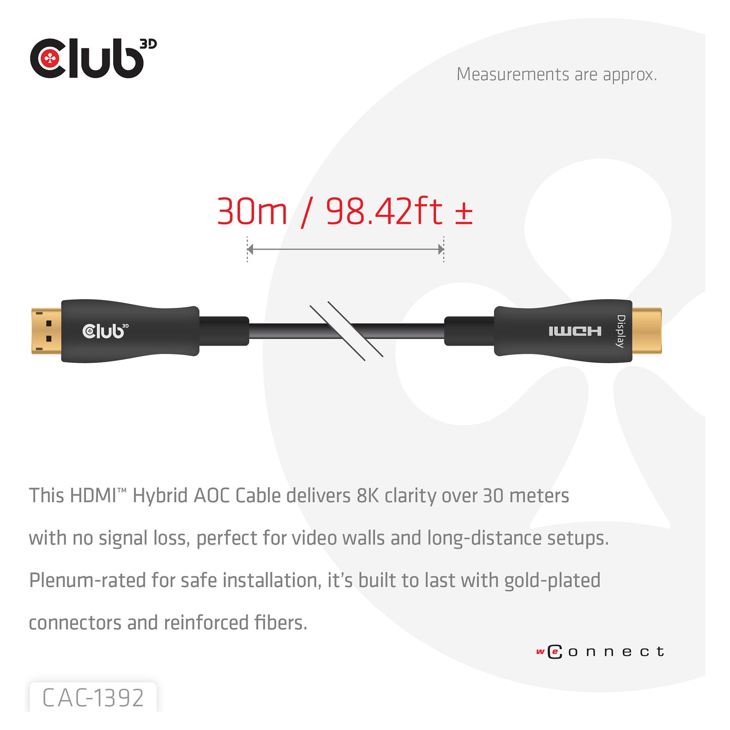 Club3D HDMI-Kabel A -> A 2.1 aktiv opt. 8K60Hz UHD 30 Meter retail
