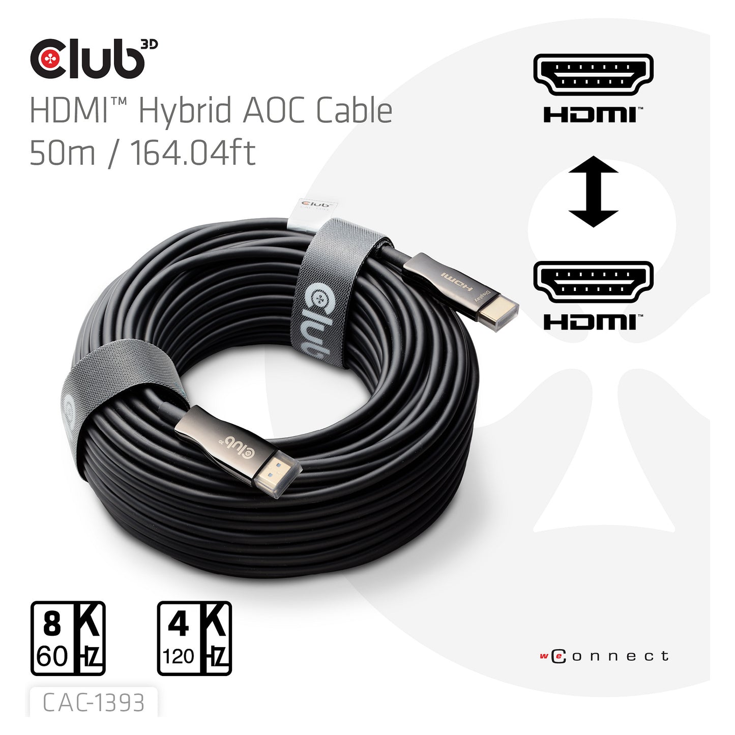 Club3D HDMI-Kabel A -> A 2.1 aktiv opt. 8K60Hz UHD 50 Meter retail