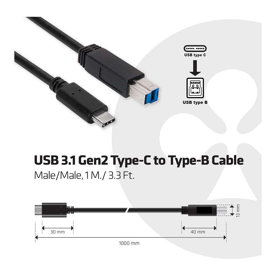 Club3D Kabel USB 3.1 Typ C > USB Typ B 1.0m St/St