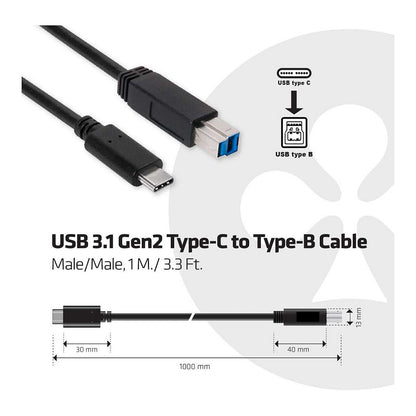 Club3D Kabel USB 3.1 Typ C > USB Typ B 1.0m St/St