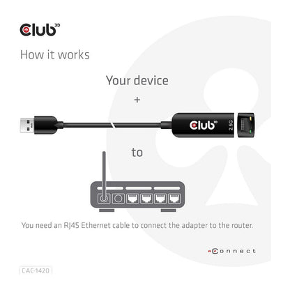Club3D Adapter USB 3.2 Typ A > RJ45 2.5Gb