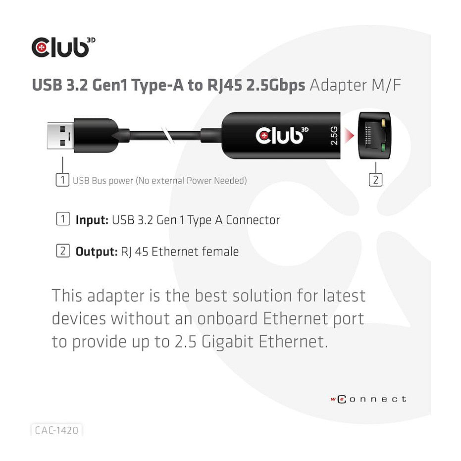 Club3D Adapter USB 3.2 Typ A > RJ45 2.5Gb
