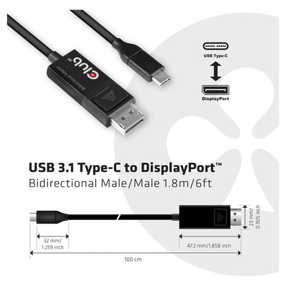 Club3D Kabel USB 3.1 Typ C > DP 1.4 8K60Hz UHD 1.8m St/St