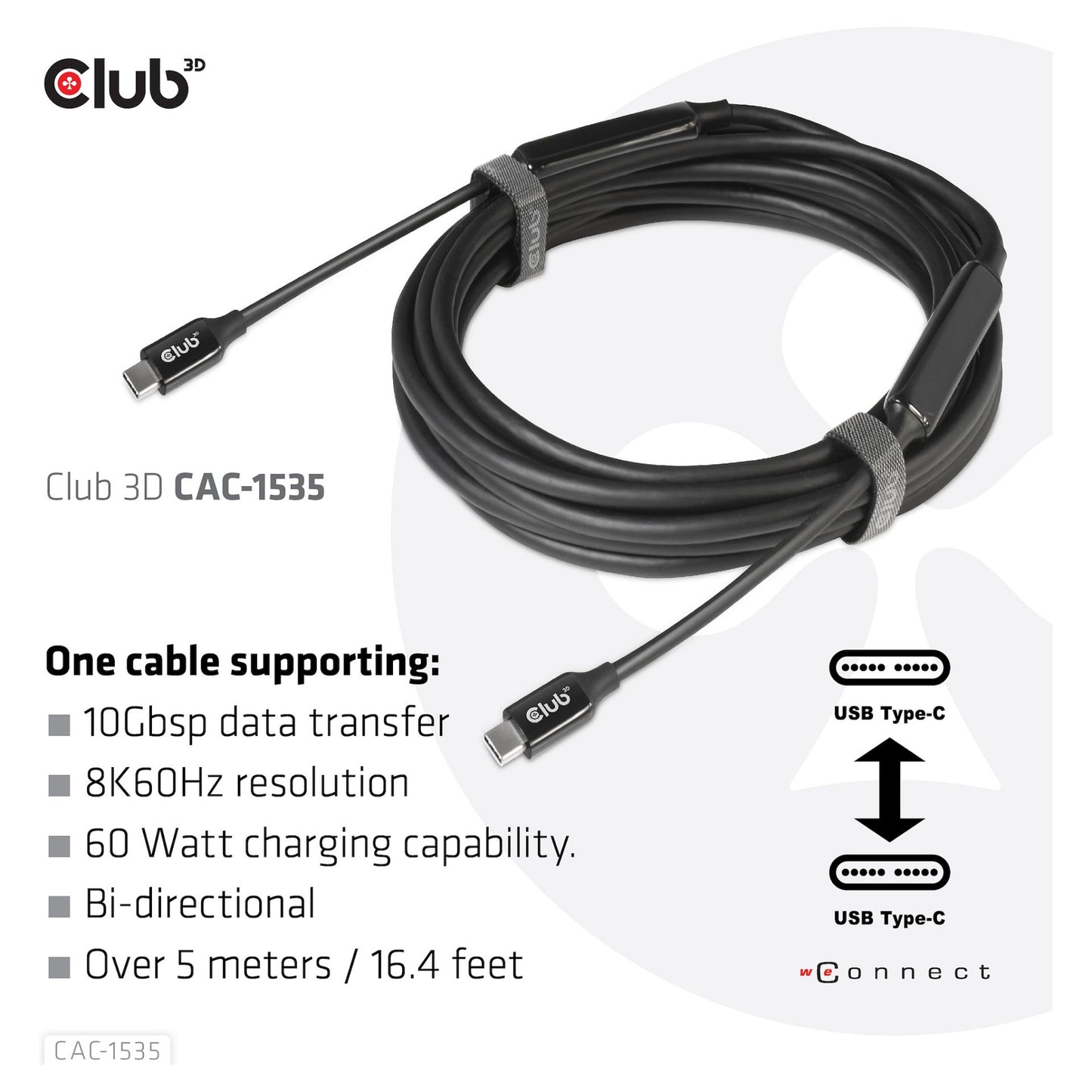 Club3D Kabel USB 3.2 Typ C 5m aktiv St/St
